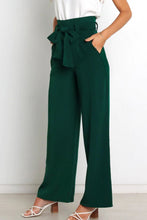 Load image into Gallery viewer, Tie Front Paperbag Wide Leg Pants