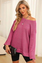 Load image into Gallery viewer, Waffle-Knit Round Neck Long Sleeve Sweatshirt
