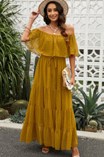 Load image into Gallery viewer, Swiss Dot Off-Shoulder Tiered Maxi Dress