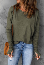 Load image into Gallery viewer, Thumbhole Long Sleeve Round Neck Top