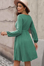 Load image into Gallery viewer, Plus Size Button Front Elastic Waist Long Sleeve Dress