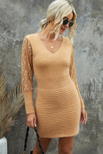Load image into Gallery viewer, Lace Sleeve V-Neck Knit Dress