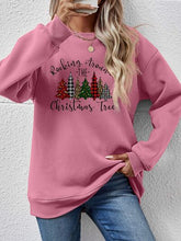 Load image into Gallery viewer, Christmas Tree Graphic Round Neck Sweatshirt