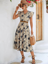 Load image into Gallery viewer, Floral Frill Trim V-Neck Tiered Midi Dress