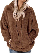 Load image into Gallery viewer, Drawstring Teddy Hoodie with Pocket