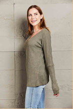 Load image into Gallery viewer, V-Neck Long Sleeve Ribbed Top