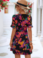 Load image into Gallery viewer, Printed Flounce Sleeve Tied Dress