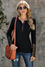 Load image into Gallery viewer, Crochet Lace Hem Sleeve Button Top