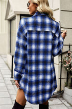 Load image into Gallery viewer, Plaid Curved Hem Longline Shirt Jacket