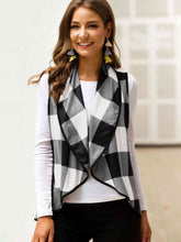 Load image into Gallery viewer, Plaid Open Front Sleeveless Cardigan