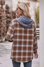 Load image into Gallery viewer, Plaid Dropped Shoulder Hooded Longline Jacket