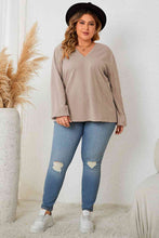 Load image into Gallery viewer, Plus Size Lace Detail V-Neck Long Sleeve Blouse