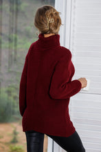 Load image into Gallery viewer, Woven Right Horizontal Ribbing Turtleneck Tunic Sweater