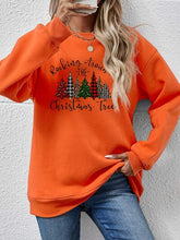Load image into Gallery viewer, Christmas Tree Graphic Round Neck Sweatshirt