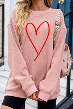 Load image into Gallery viewer, Heart Round Neck Dropped Shoulder Sweatshirt