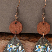 Load image into Gallery viewer, Flower Geometrical Shape Wooden Earrings
