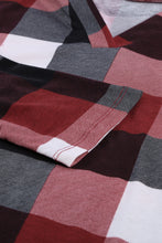 Load image into Gallery viewer, Plaid Split V-Neck Roll-Tab Top