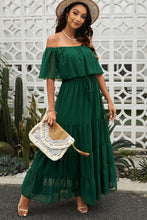 Load image into Gallery viewer, Swiss Dot Off-Shoulder Tiered Maxi Dress