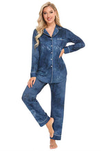 Load image into Gallery viewer, Collared Neck Long Sleeve Loungewear Set with Pockets