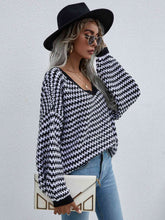 Load image into Gallery viewer, Striped Drop Shoulder V-Neck Pullover Sweater