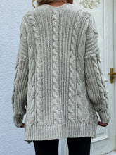 Load image into Gallery viewer, Cable-Knit Open Front Cardigan with Front Pockets