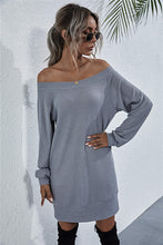 Load image into Gallery viewer, Waffle-Knit Boat Neck Mini Dress