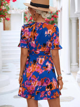 Load image into Gallery viewer, Printed Flounce Sleeve Tied Dress