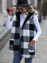 Load image into Gallery viewer, Plaid Hooded Vest with Pockets