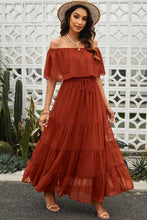 Load image into Gallery viewer, Swiss Dot Off-Shoulder Tiered Maxi Dress
