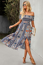 Load image into Gallery viewer, Bohemian Off-Shoulder Frill Trim Split Dress