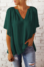 Load image into Gallery viewer, Gathered Detail Notched Neck Flutter Sleeve Top