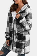 Load image into Gallery viewer, Double Take Full Size Plaid Long Sleeve Hooded Coat