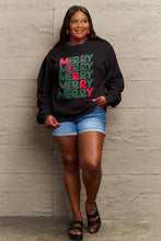 Load image into Gallery viewer, Simply Love Full Size MERRY Long Sleeve Sweatshirt