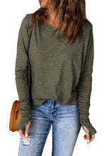 Load image into Gallery viewer, Thumbhole Long Sleeve Round Neck Top