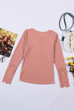 Load image into Gallery viewer, Crochet Lace Hem Sleeve Button Top