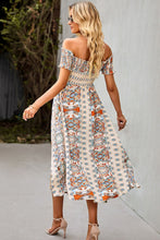 Load image into Gallery viewer, Bohemian Off-Shoulder Frill Trim Split Dress