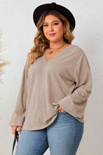 Load image into Gallery viewer, Plus Size Lace Detail V-Neck Long Sleeve Blouse
