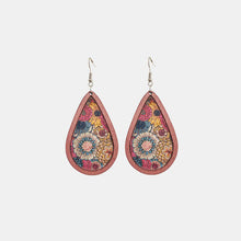 Load image into Gallery viewer, Floral Wood Teardrop Earrings