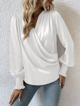Load image into Gallery viewer, Surplice Smocked Lantern Sleeve Blouse