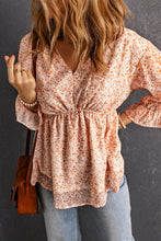 Load image into Gallery viewer, Ditsy Floral Flounce Sleeve Peplum Blouse