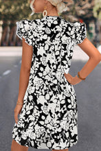 Load image into Gallery viewer, Floral Tie Neck Butterfly Sleeve Dress