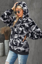 Load image into Gallery viewer, Camouflage Half Zip Fuzzy Hoodie
