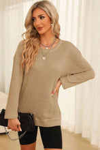 Load image into Gallery viewer, Waffle-Knit Round Neck Long Sleeve Sweatshirt