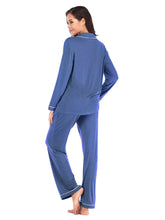Load image into Gallery viewer, Collared Neck Long Sleeve Loungewear Set with Pockets