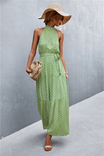 Load image into Gallery viewer, Printed Sleeveless Tie Waist Maxi Dress