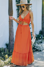 Load image into Gallery viewer, Frill Trim Cutout Spaghetti Strap Dress