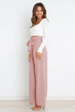 Load image into Gallery viewer, Tie Front Paperbag Wide Leg Pants
