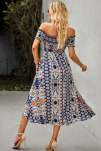 Load image into Gallery viewer, Bohemian Off-Shoulder Frill Trim Split Dress