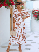 Load image into Gallery viewer, Printed Surplice Balloon Sleeve Dress