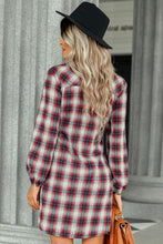 Load image into Gallery viewer, Plaid Tie Front Mini Shirt Dress